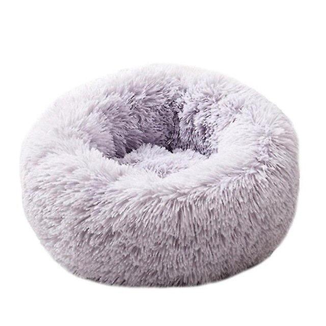 Slowmoose Washable Soft Winter Plush Round Shape Sleeping Bed / Cushion For Pets Grey XXL 90CM