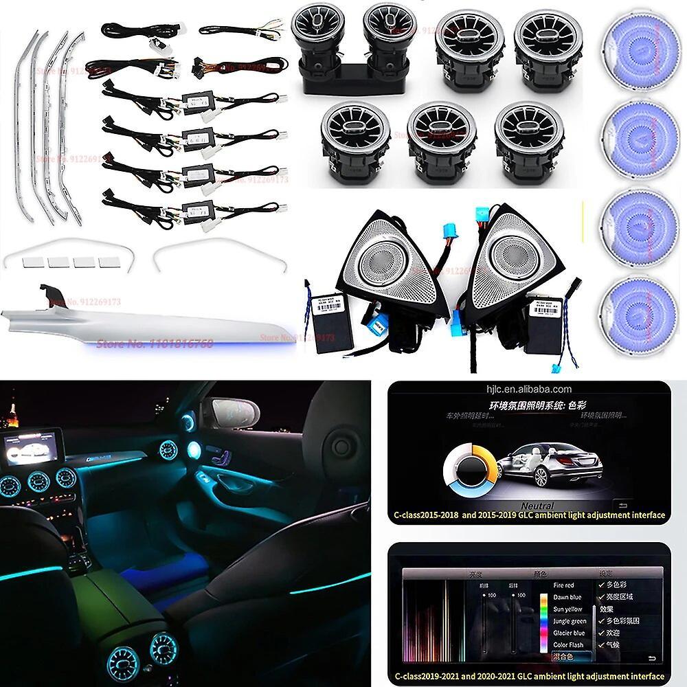 Jelivey W205 64 Colors Led Atmosphere Lamp Saddle Door Strips Neon Lamp For Mercedes-benz C/glc Class W205 X253 Air Vent Ambient Light OBD