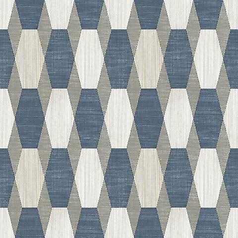 3D Geometric Wallpaper Glitter Effect Sparkle Retro Paste The Wall Vinyl Muriva Blue/Silver/Cream