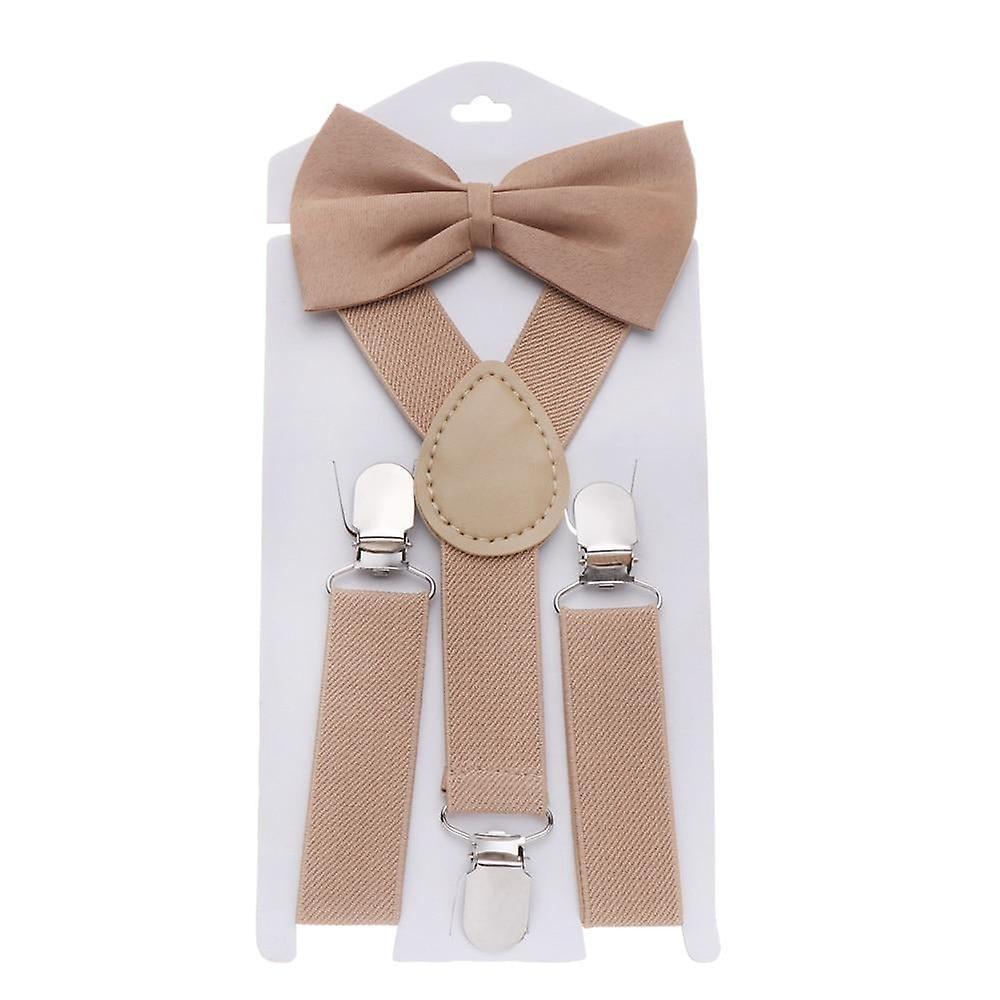 Slowmoose Adjustable Elastic Suspenders With Bow Tie For And style 1-khaki