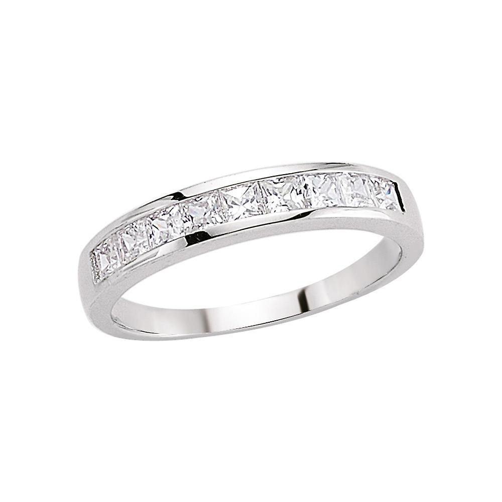 Silver Princess Cut CZ Channel Set Eternity Ring - GVR443