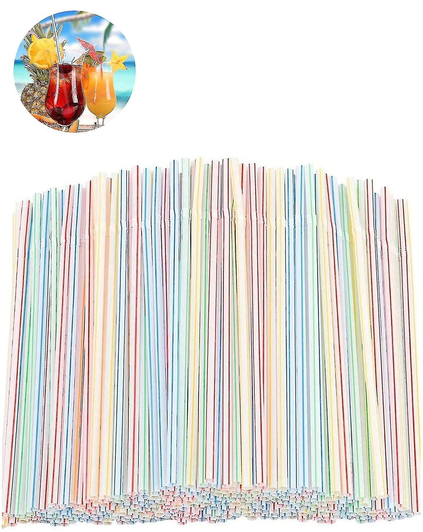 Tianzun Colorful Plastic Straws - Flexible Drinking Straw Set For Parties 600pcs