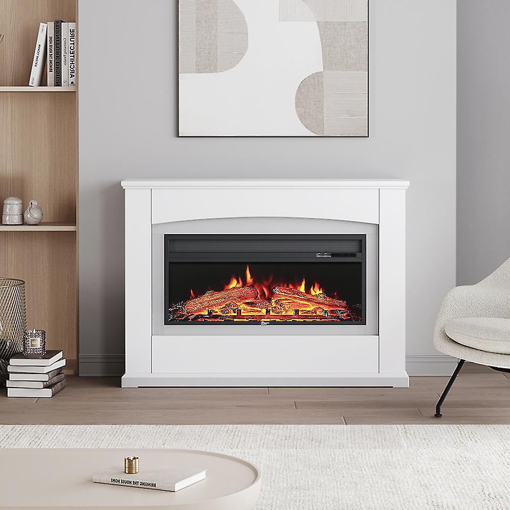 Living And Home 34 Inch White Electric Fireplace Suite