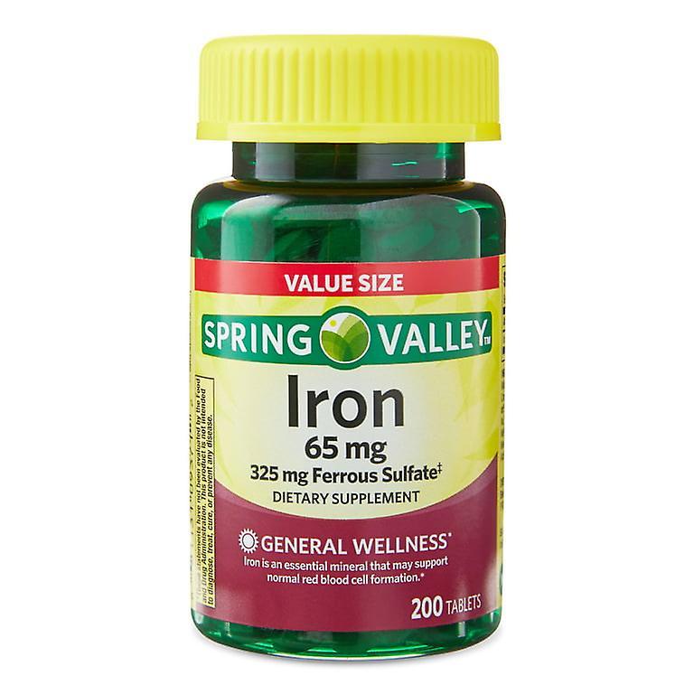 Spring Valley Iron Tablets, 65 Mg, 100 Count, 2 Pack