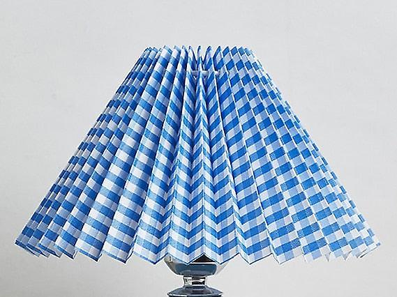 Slowmoose Yamato Style, Vintage Cloth - Muticolor Pleated Lampshades For Table Lamps Blue grid Dia 25cm  H16cm