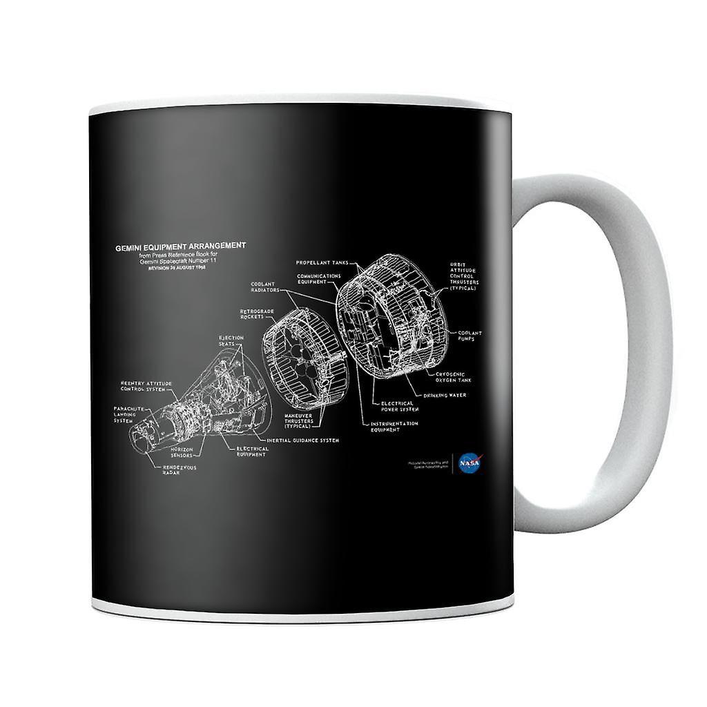 NASA Gemini Spacecraft Schematic Mug Black 10oz