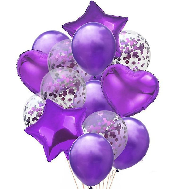 Slowmoose 10pcs Foil Balloons, Latex Balloons For Wedding / Birthday Party Decorations 14pcs purple