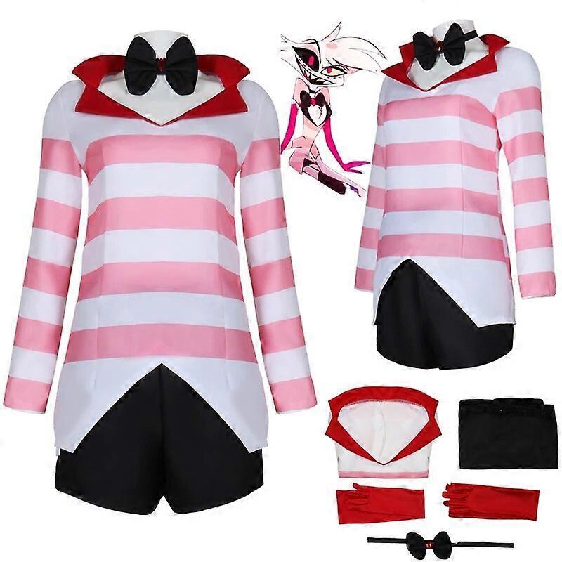 Tigernu 2024 new model Hazbin Hotel Cosplay Angel Dust Costume Dress Sweatshirt with Glove Women Suits Halloween Outfits Costume  Only M