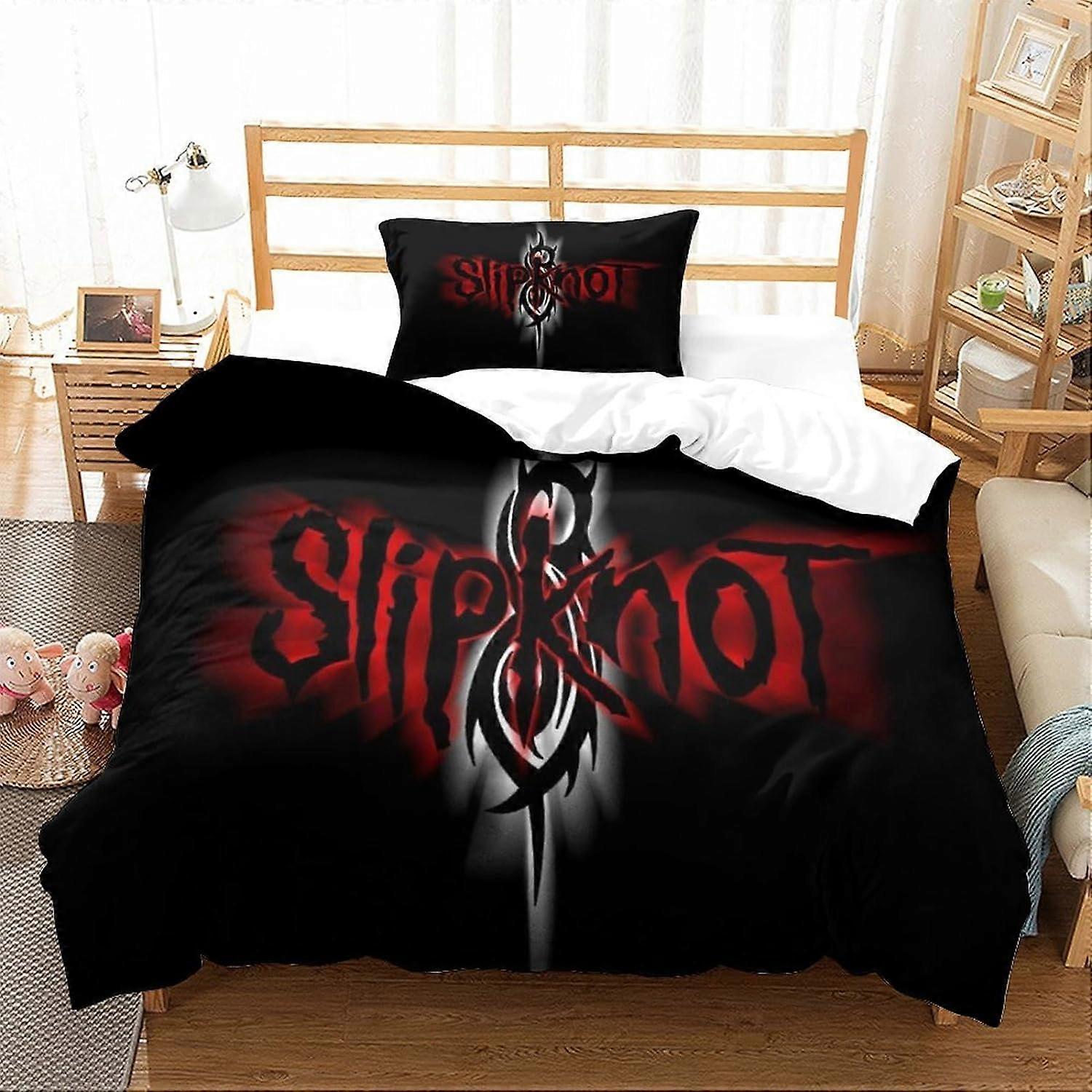 Kerota Slipknot Duvet Cover 3D Rock Band Bedding Set Girls Boys Kids Quilt Cover 2 Pcs Microfiber Soft Bedding Quilt Cover Single135x200cm