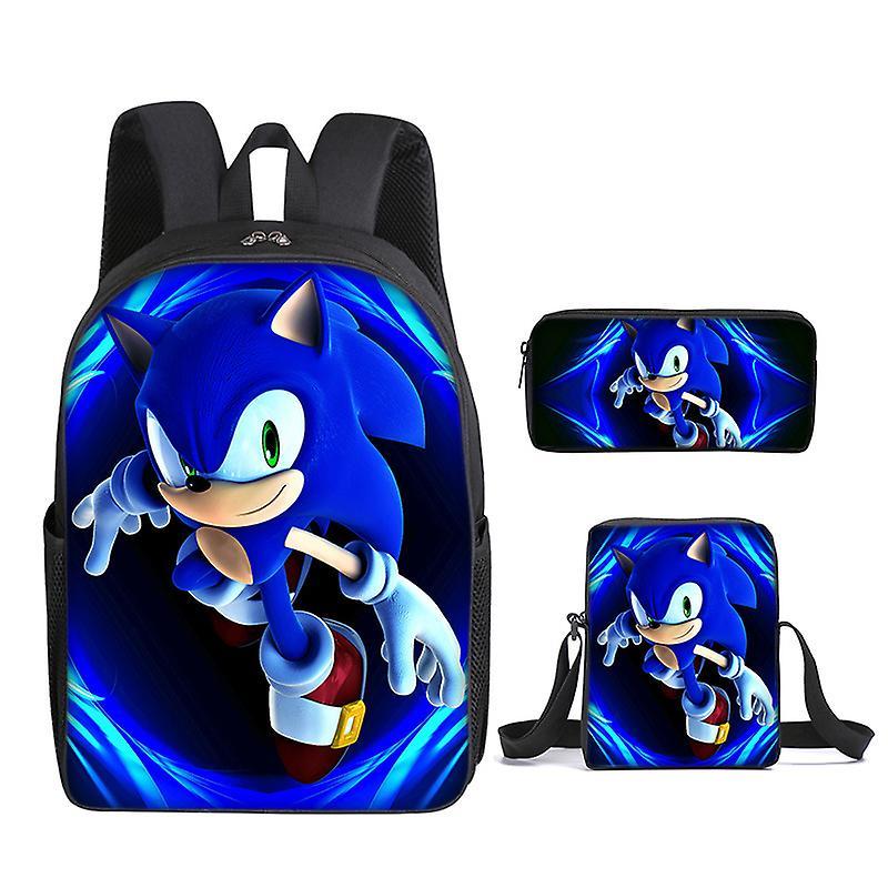 Jxlgv SONIC Sonic Schoolbag Three-Piece Set - Anime Cartoon Backpack, Shoulder Bag, and Pencil Case | Vibrant and Durable Set for Sonic FansJXLGV E...