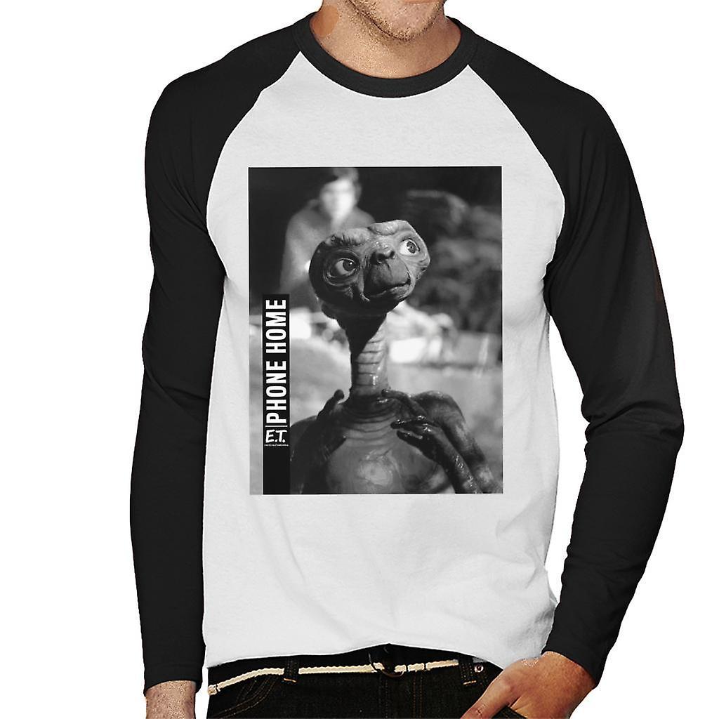 E.T. E.T. Phone Home Cinematic Shot Men's Baseball Long Sleeved T-Shirt White/Black Large