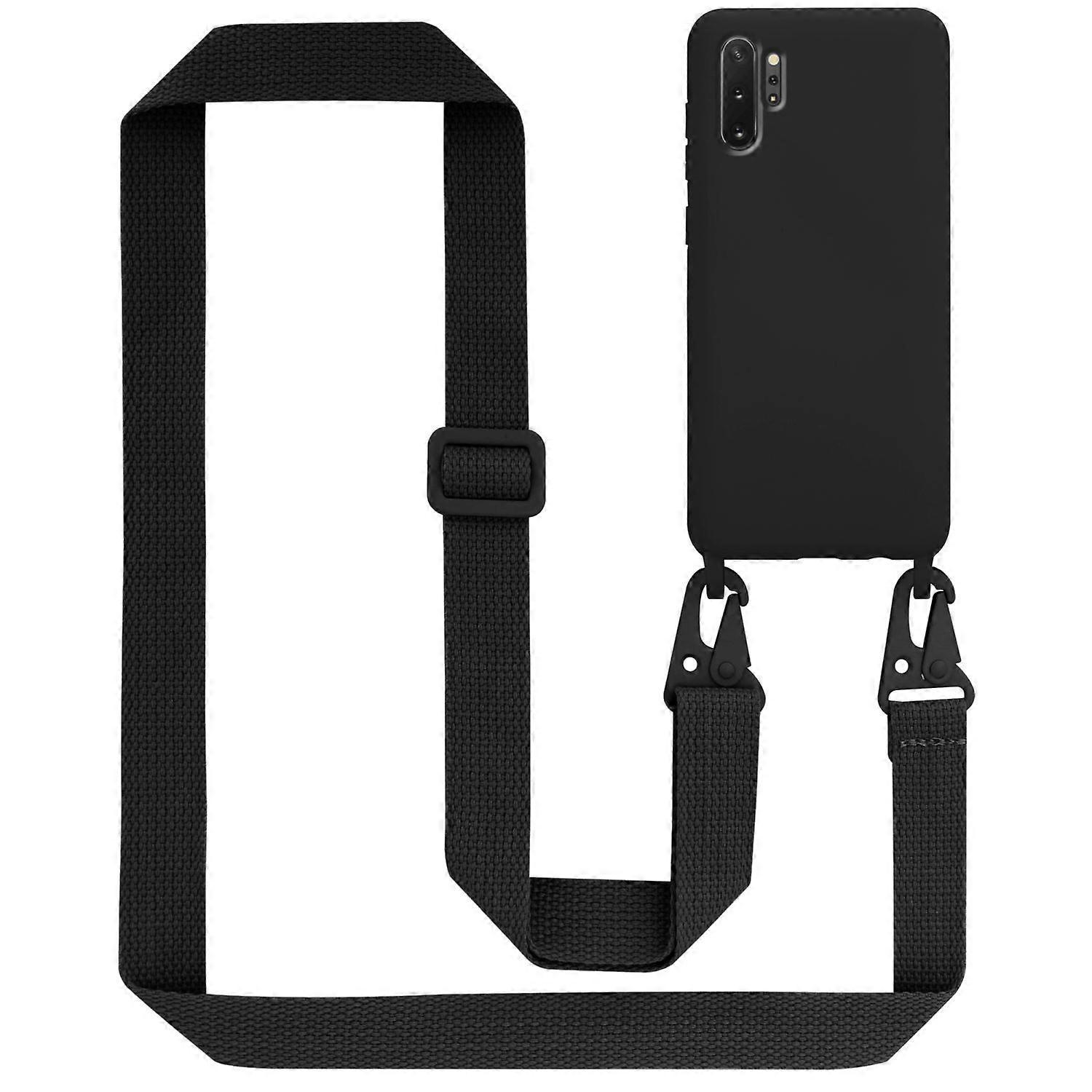 Mobile Phone Case for Samsung Galaxy NOTE 10 PLUS Silicone Protective Case with Length Adjustable Cord LIQUID BLACK