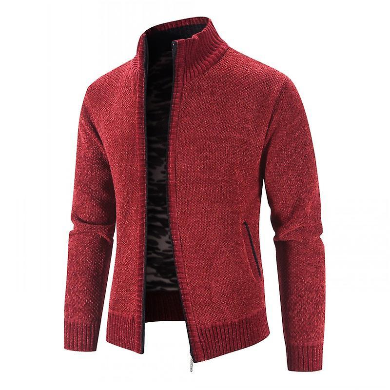 Men Jackets Cardigan Jacket Men Autumn Winter Men Warm Sweater Coat Men Knitted S Burgundy L