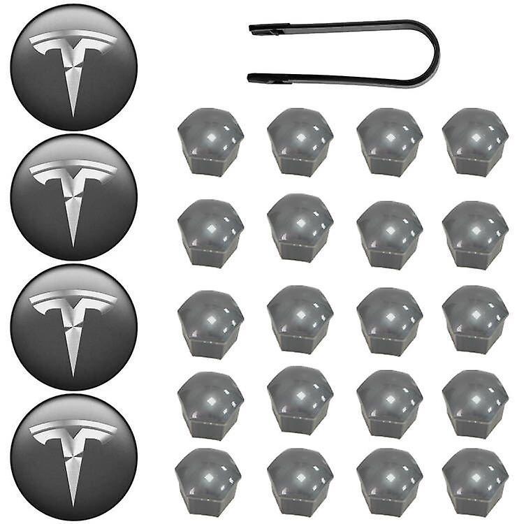 Serh Tesla Model 3 Ysx Wheel Cover Kit Center Cap Wheel Lug Nut Caps Black Red White Grey W/4 Center Caps 20 Lug Nut Caps