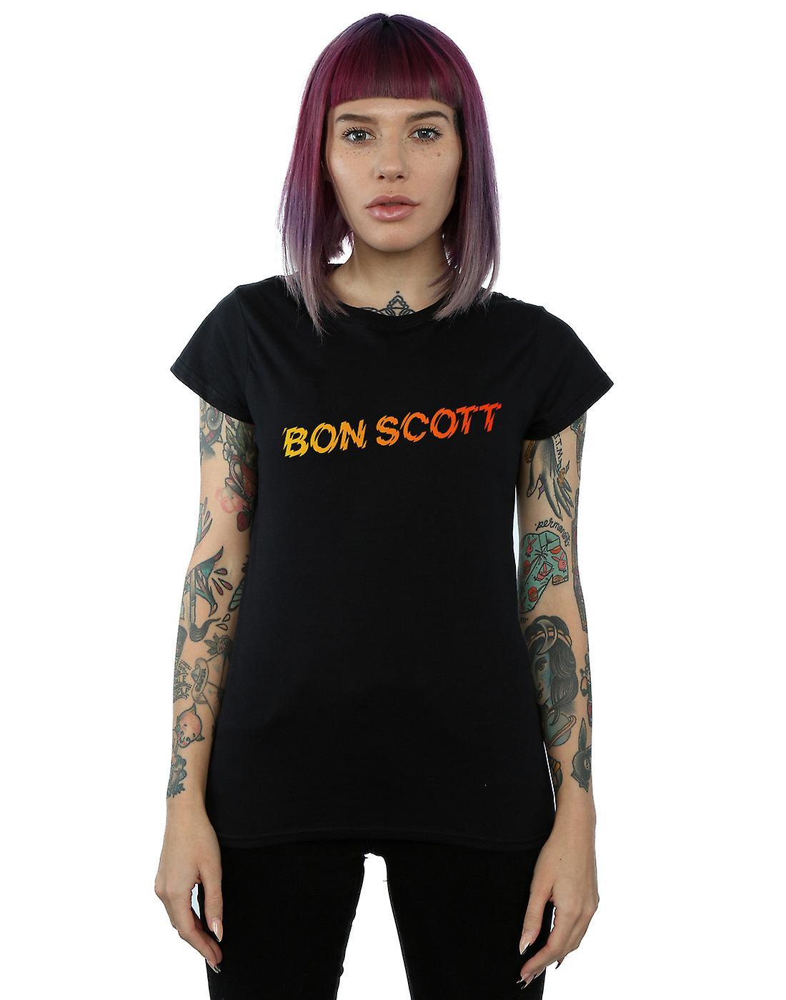 Absolute Cult Bon Scott Women's Shattered Logo T-Shirt Black Medium