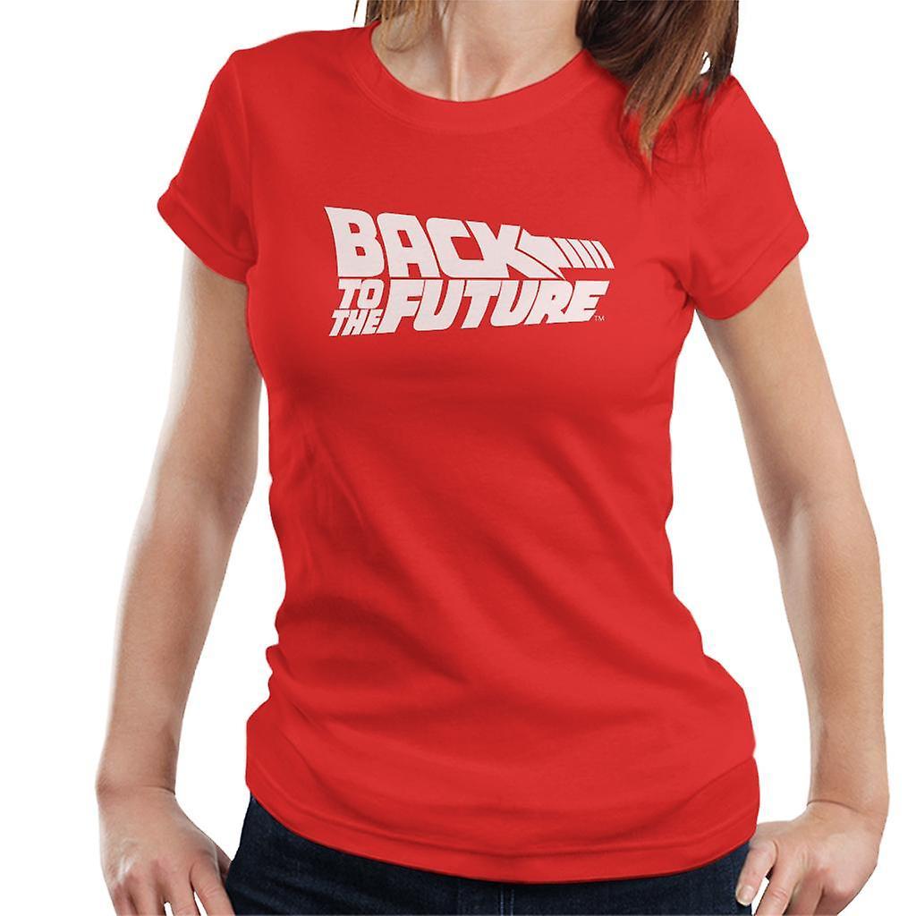 Back to the Future White Logo Women's T-Shirt Red Medium