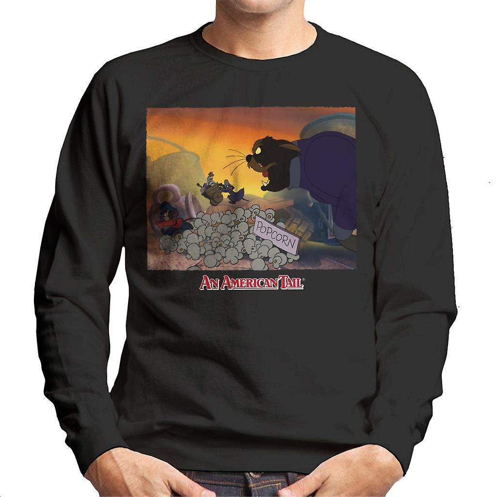 An American Tail Cossack Cat Popcorn Men's Sweatshirt Black XX-Large