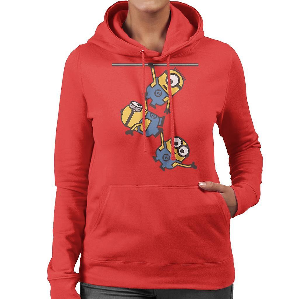 Despicable Me Bob Stuart And Dave The Minions Hanging Women's Hooded Sweatshirt Red Large