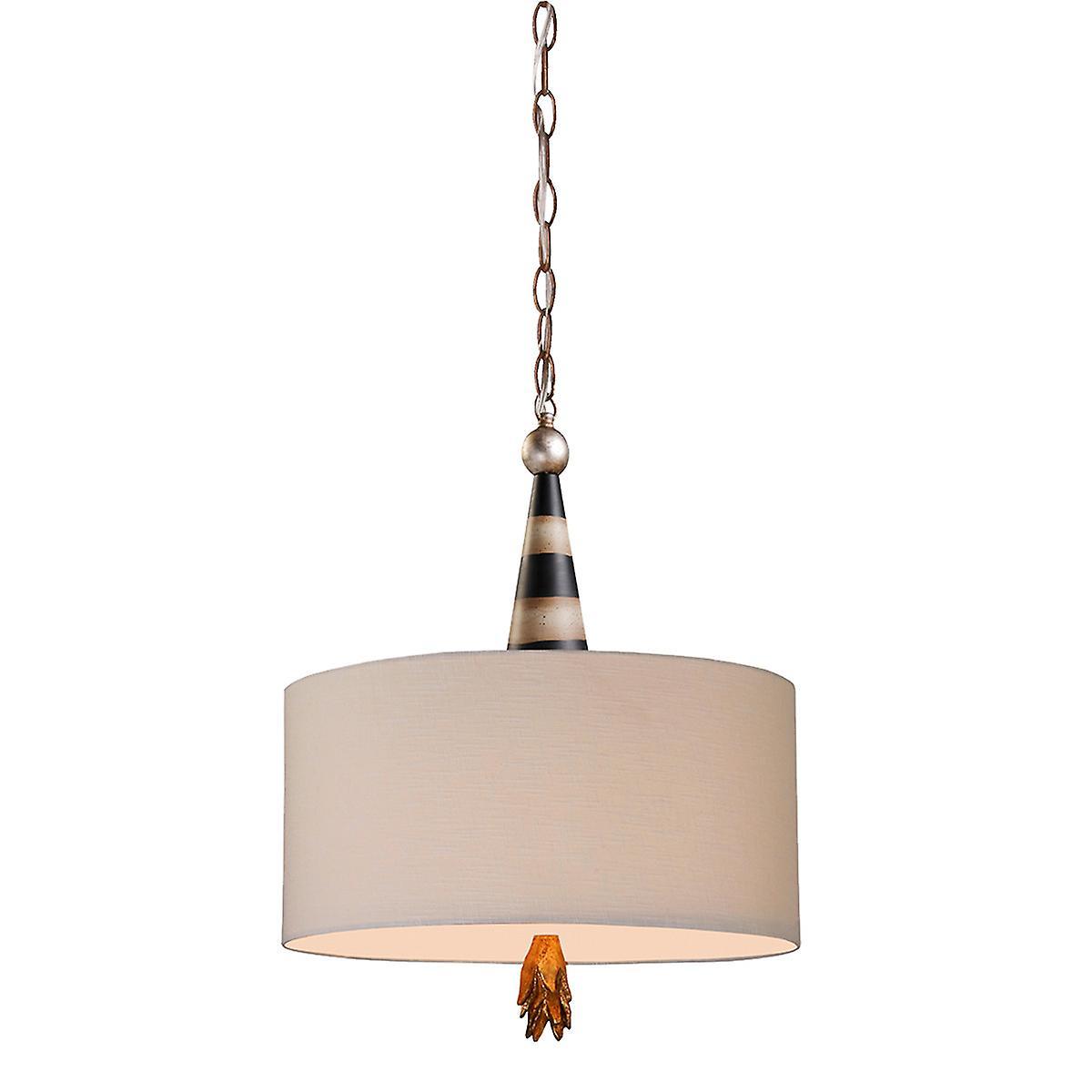 Flambeau 2 Light Ceiling Pendant Black Cream Gold Leaf E27