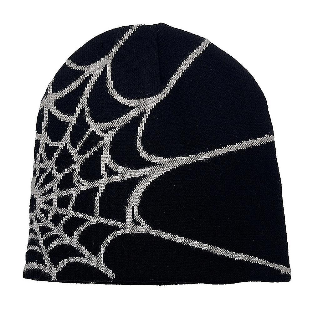 Shinestar Spider Web Pattern Warm Beanies Hat For Men Women Unisex Winter Cuffed Hat Soft Knitted Beanies Cap Grey