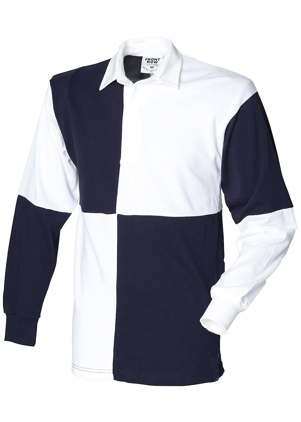 Men's Front Row Quartered Rugby Shirt FR02M White/ Navy