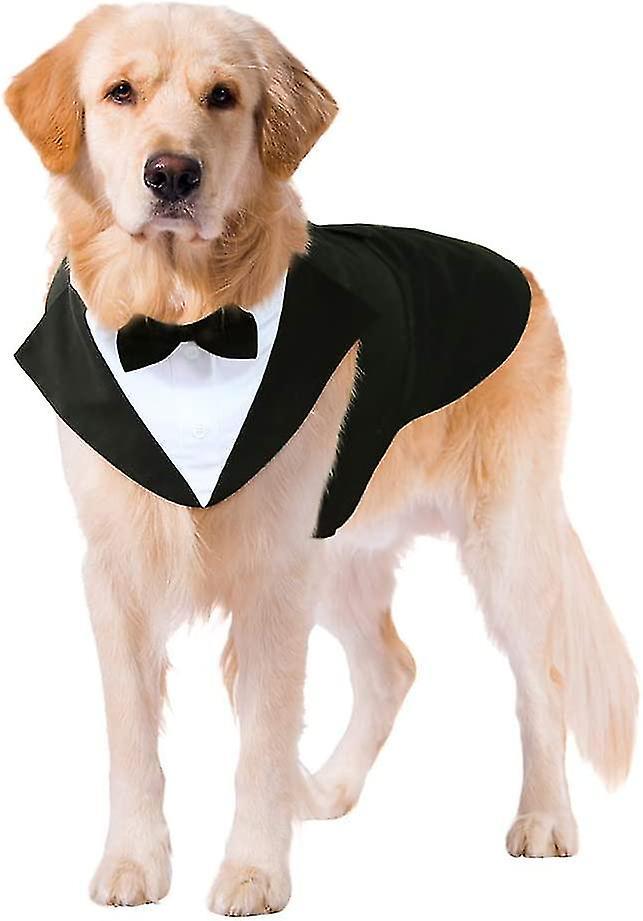 Scaji Dog Suit And Bandana Set, Dogs Tuxedo Wedding Party Suit, Dog Prince Wedding Bow Tie Shirt Formal Dog Weeding Attire For Large And Medium Dog...