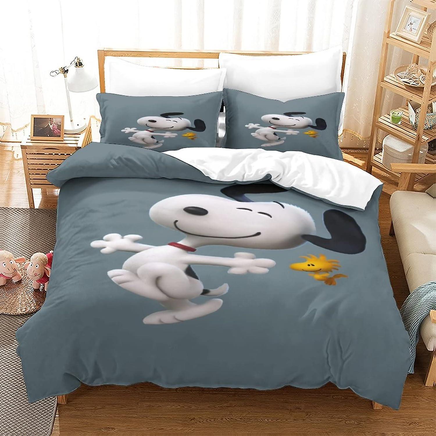 Kerota Snoopy Lightweight and Soft Microfiber Pieces with Duvet Cover and Simple Cartoon Digital Printing Animated Characters Single135x200cm