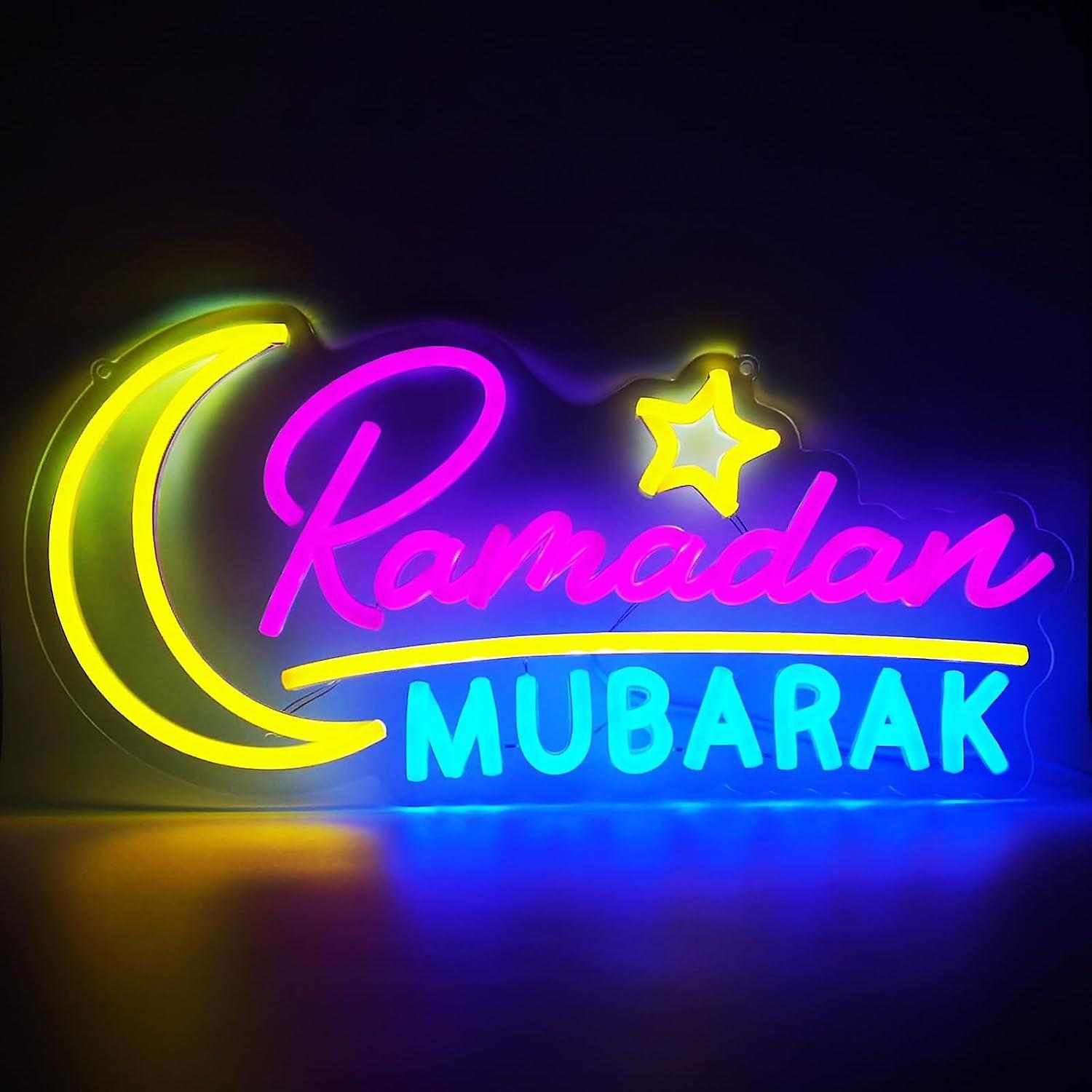 Menghui Ramadan Decorations Neon Sign, Ramadan Decoration for Home Ramadan Mubarak Decor Neon Sign, Ramadan Kareem Sign Islamic Muslim Home Bedroom...