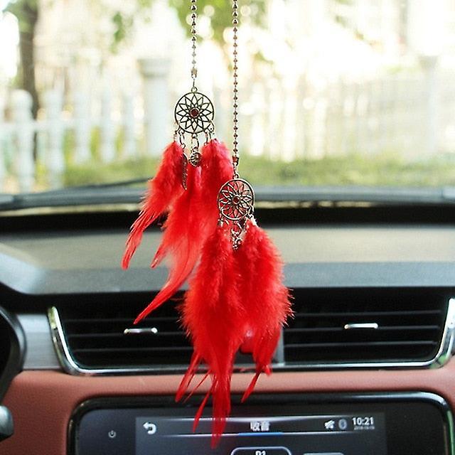 Slowmoose Car Hand-woven Pendant Feather Dream Catcher Interior Decoration CRIMSON