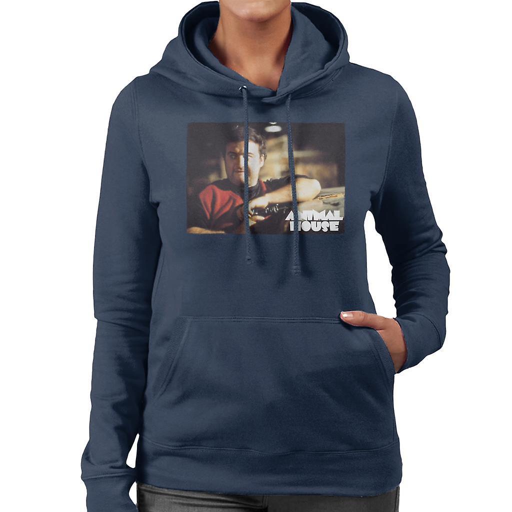 Animal House John Bluto Blutarsky Wearing Red Top Women's Hooded Sweatshirt Navy Blue XX-Large