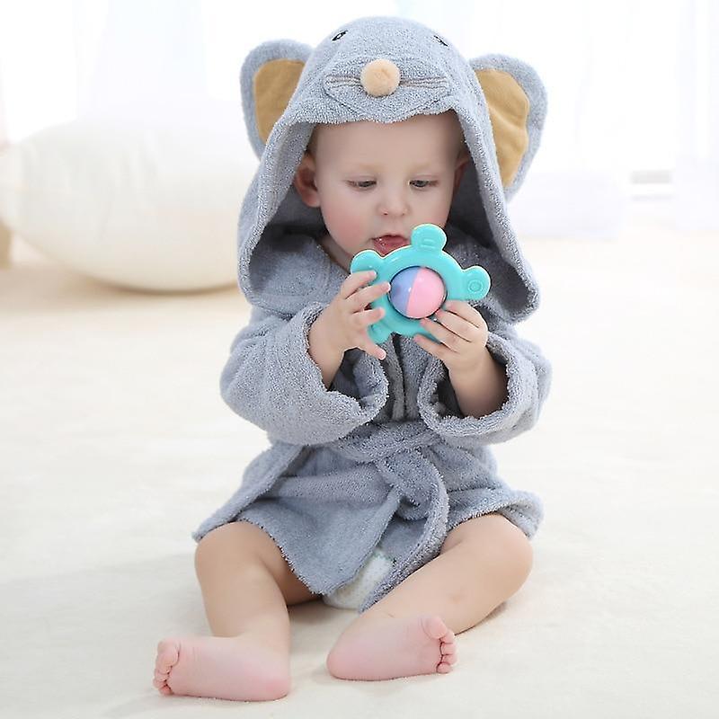 Slowmoose Cartoon Printed Comfortable Bathrobe Mouse Grey 12M