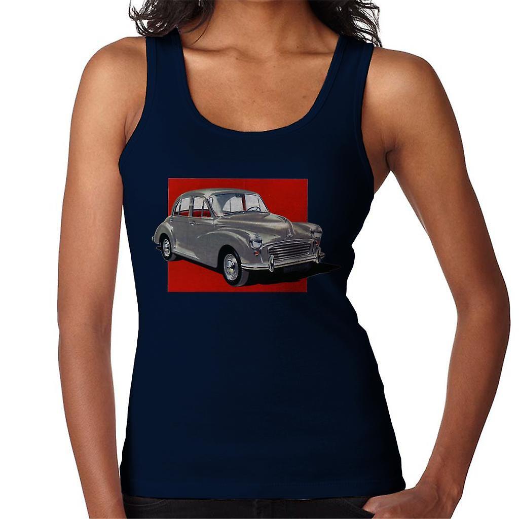 Morris Minor Red Background British Motor Heritage Women's Vest Navy Blue X-Large