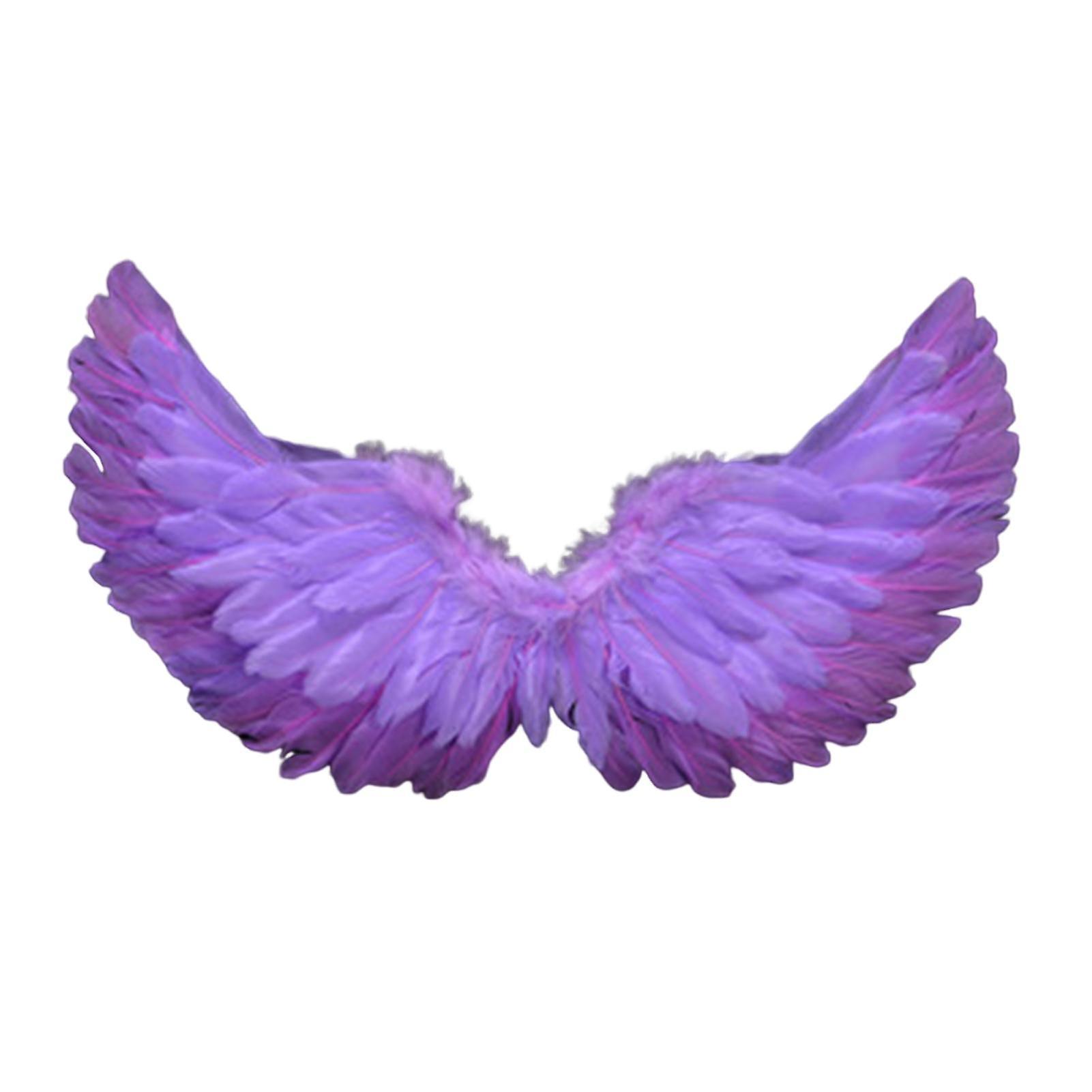 Aislerbee Angel Feather Wings With Elastic Straps Bright Color Lightweight Costume Cosplay Wings Photography Props Light Purple