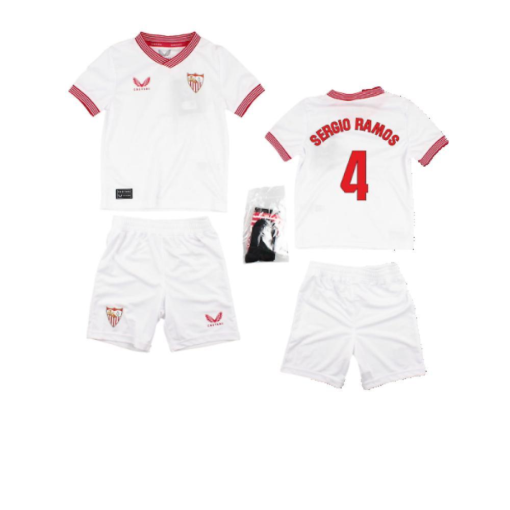 Castore 2023-2024 Sevilla Home Mini Kit (Sergio Ramos 4) White 5-6YR