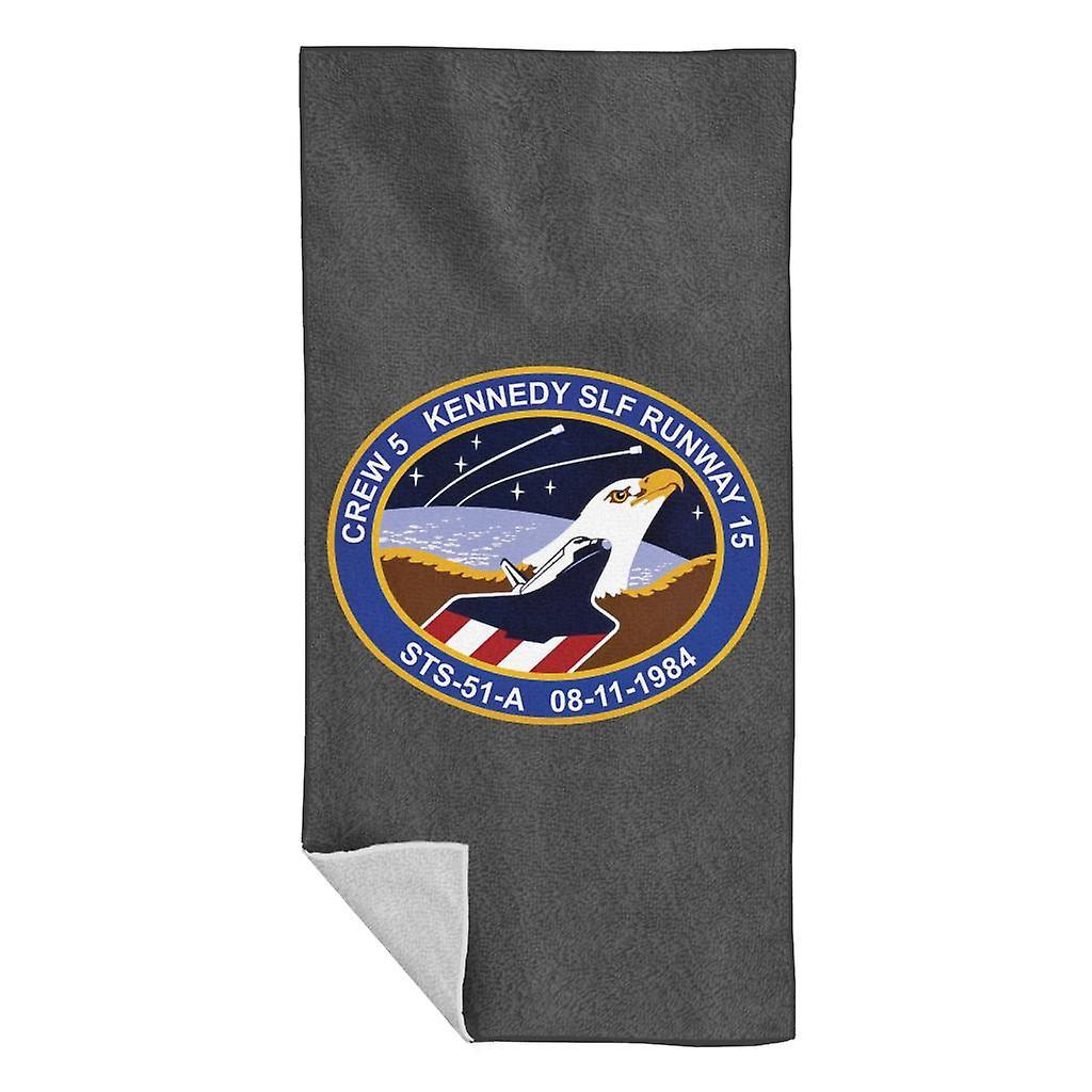 NASA STS 51 A Discovery Mission Badge Beach Towel Charcoal 70 x 140cm