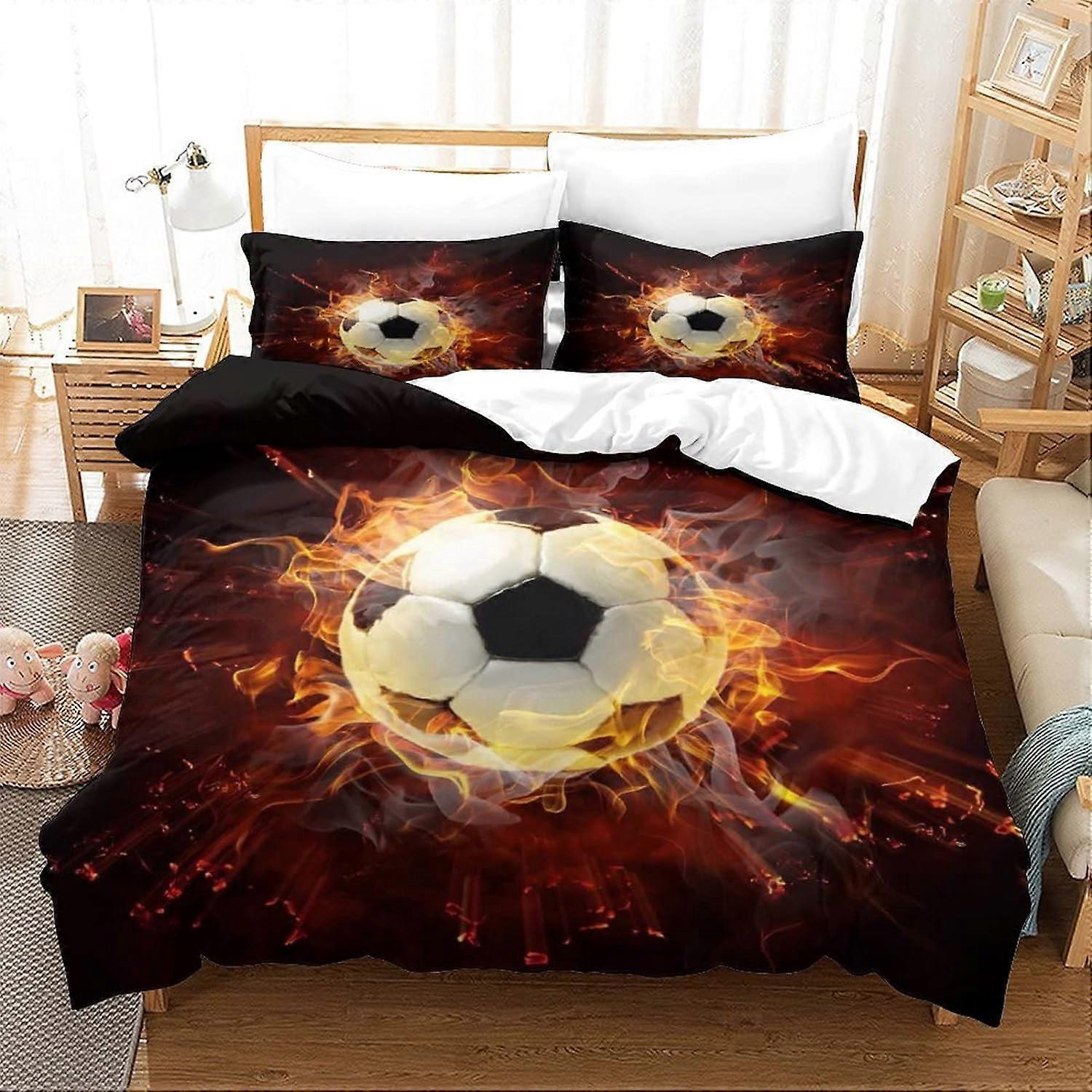 Kerota Football Duvet Cover SetSoft Microfiber Bedding Set with Zipper Closure for Kids Teens Adults Piece Set Si Single135x200cm