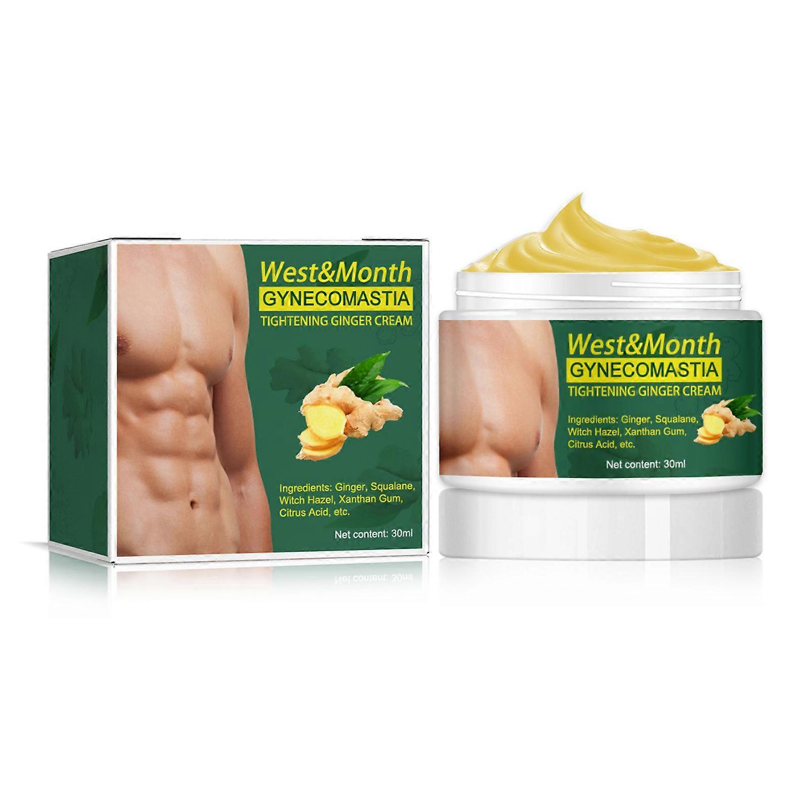 Bestauty West&Month 30ml Gynecomastia Tightening Ginger Cream Chest Firming Massage Cream for Men Remove Excess Fat Quick Results Body Shaping