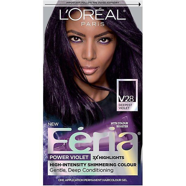 Loreal Paris L'oreal Paris Feria Multi-faceted Shimmering Permanent Hair Color, V28 Midnight Violet (deepest Violet), 1 Kit