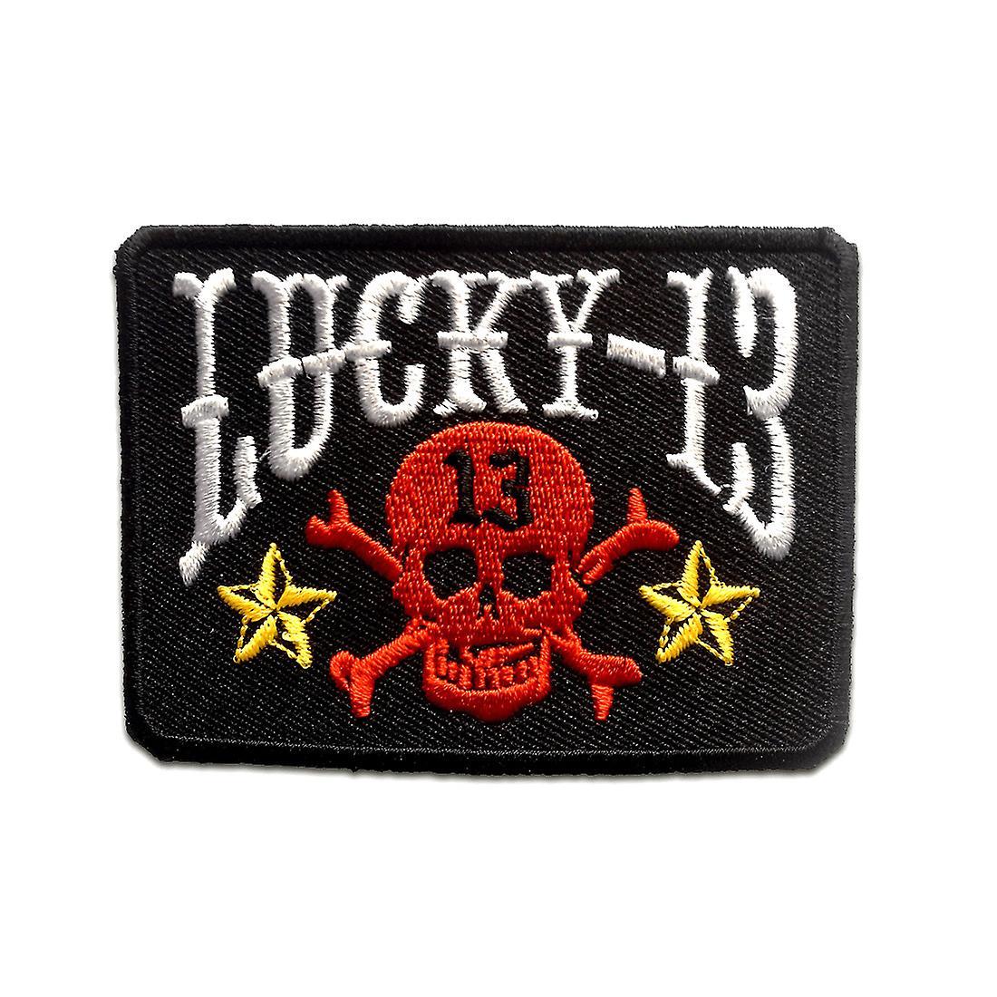 Catch the Patch Patch / iron-on patch - Lucky 13 biker - multiple colours selectable - 5.7 x 7.7 cm - patch Black/Red