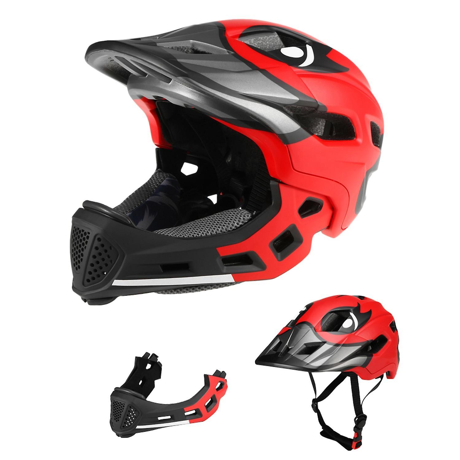 Lixada Kids Detachable Full Face Helmet Children Sports Safety Helmet for Cycling Skateboarding Roller Skat Red