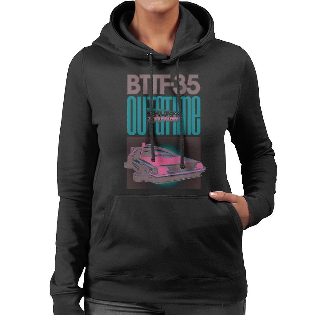 Back to the Future Delorean 35 Outatime Women's Hooded Sweatshirt Black X-Large