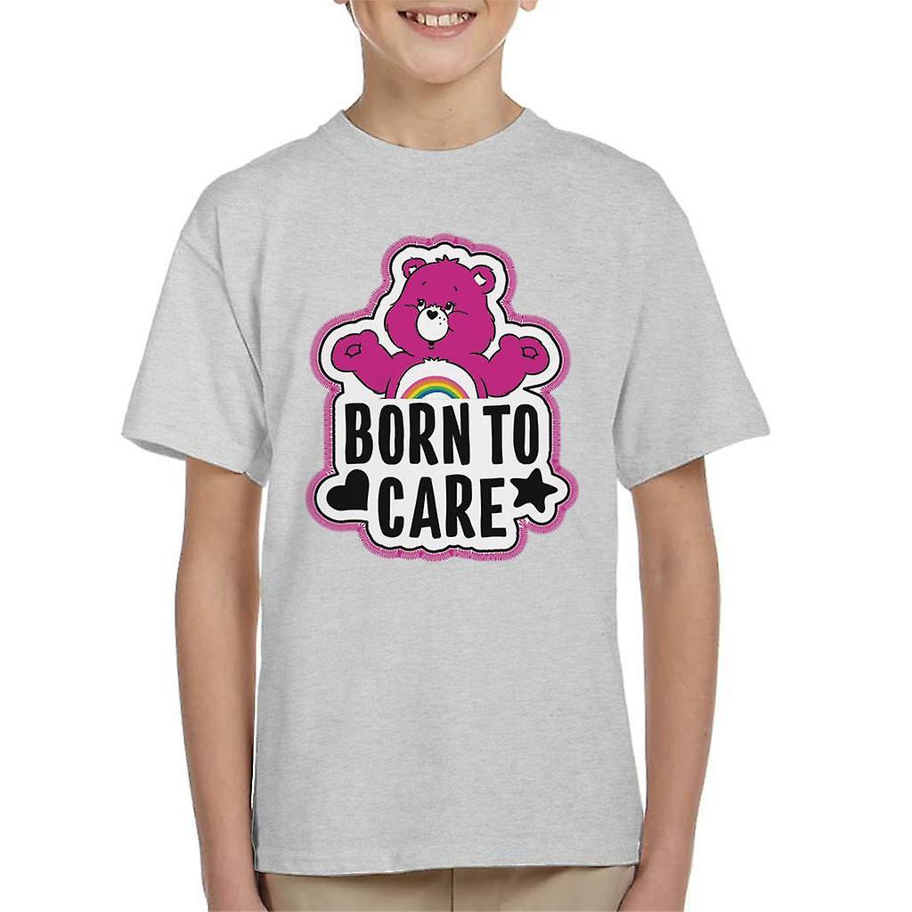 Care Bears Cheer Bear Born To Care Kid's T-Shirt Heather Grey X-Large (12-13 yrs)