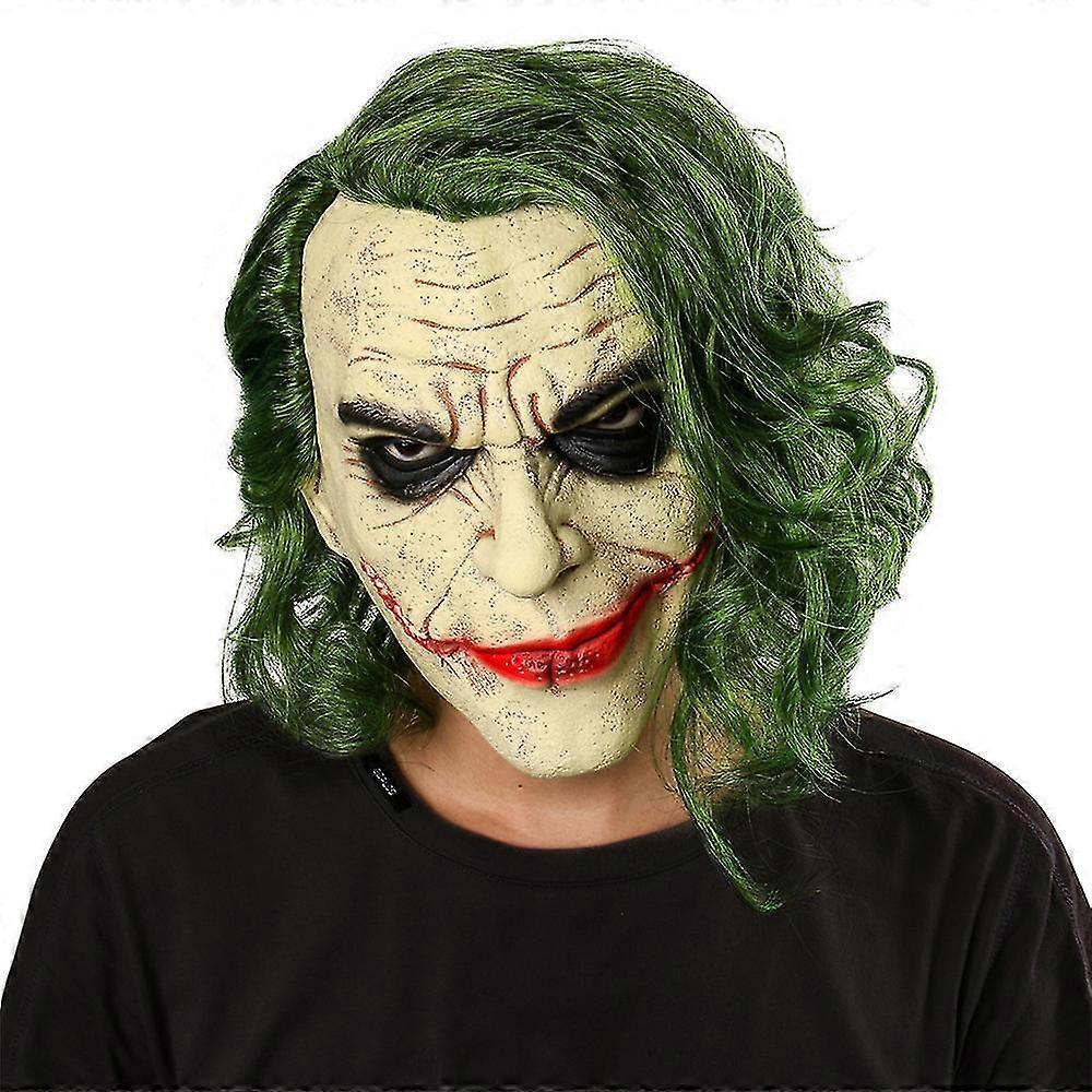 Generic Halloween Joker Mask, Cosplay Horror Clown Latex Mask, Whith Hair Wig, For Halloween Party Costume-yellow