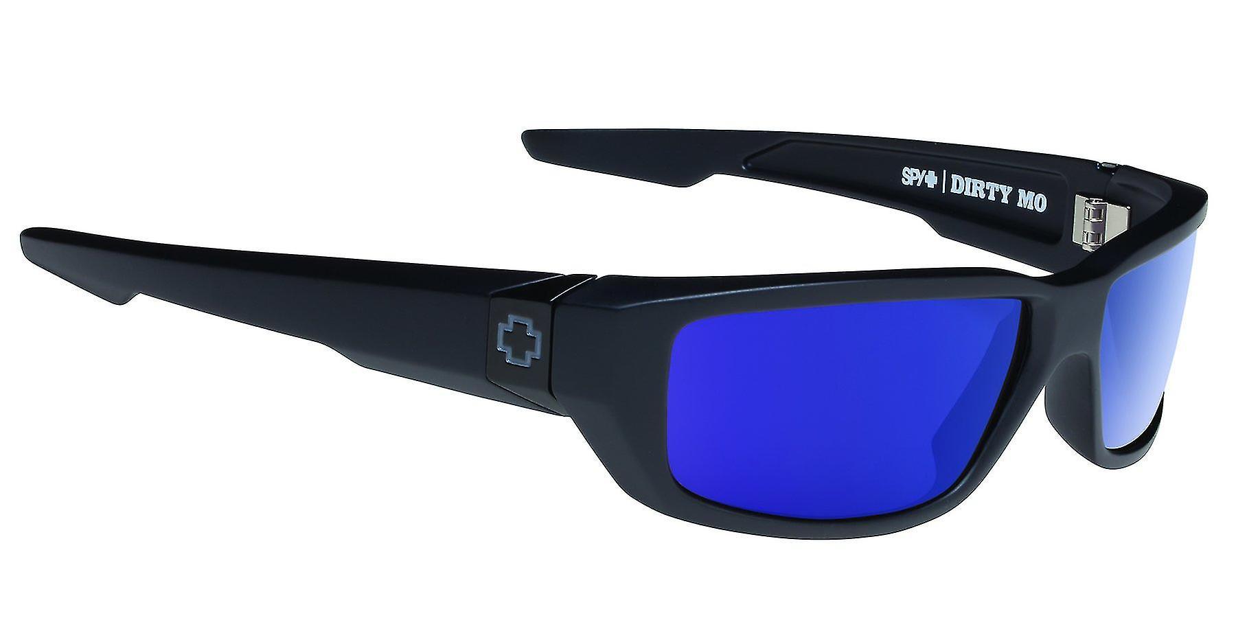 Spy Optic Dirty Mo Matte Black Wrap Sunglasses - Happy Bronze Polar With Blue Spectra - 60mm black/bronze/blue