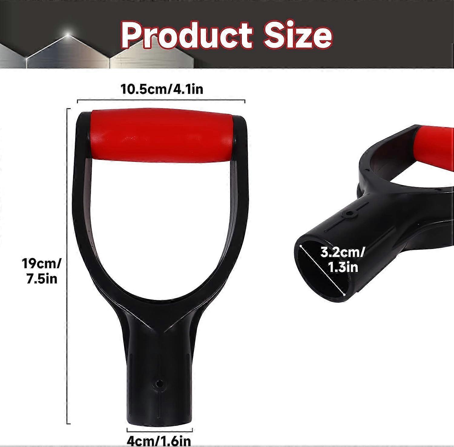 Ersam D Shaped Plastic Shovel Handle,Garden Grip Spade Handle Replacement 32mm Inner Diameter Plastic Spade Digging Raking Tools Red