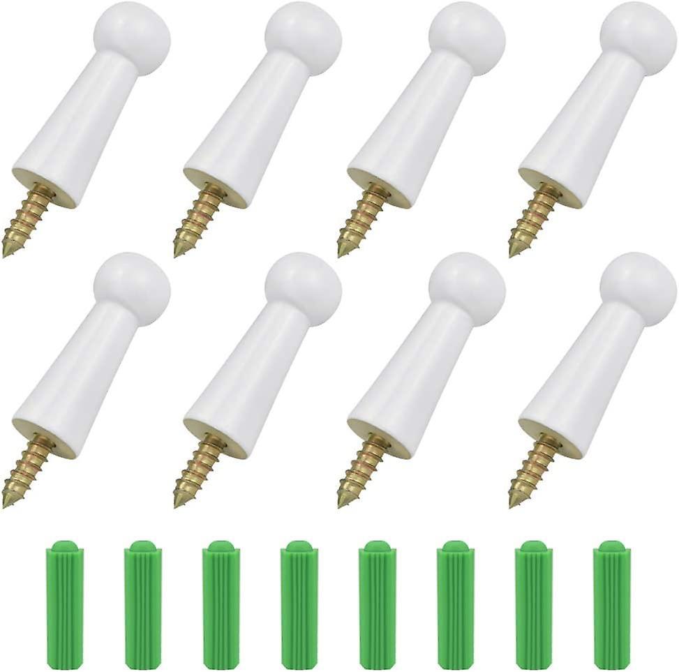 Wuhing 8 Pcs White Solid Wood Hook Wall Mounted Coat Hooks With Screws Modern Single Wall Coat Hook Wooden Hat Hooks Max Load 5kg For Clothes Bedro...