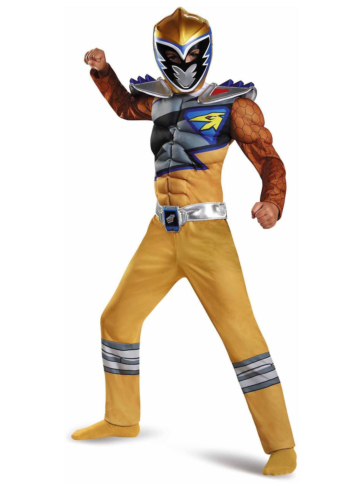 Disguise Gold Ranger Muscle Power Rangers Dino Charge Superhero Boys Costume Small (4-6)