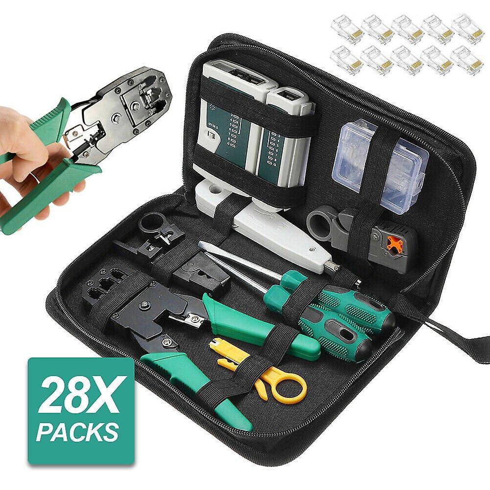 BatteryMate Analyzer Network Cable Tool Kit Lan Crimper Down Wire Stripper Cat5 6 Rj45 Bag