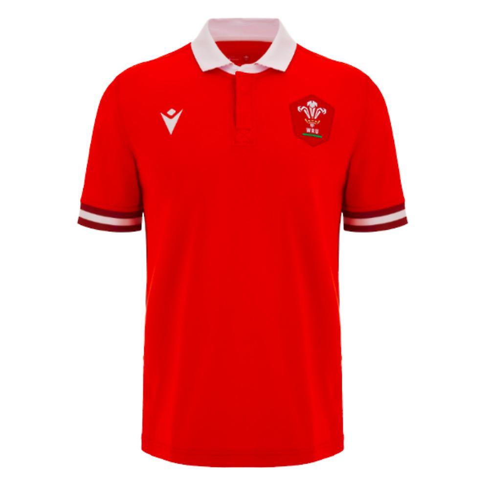 Macron 2023-2024 Wales Rugby Home Cotton Shirt Red Small Adults