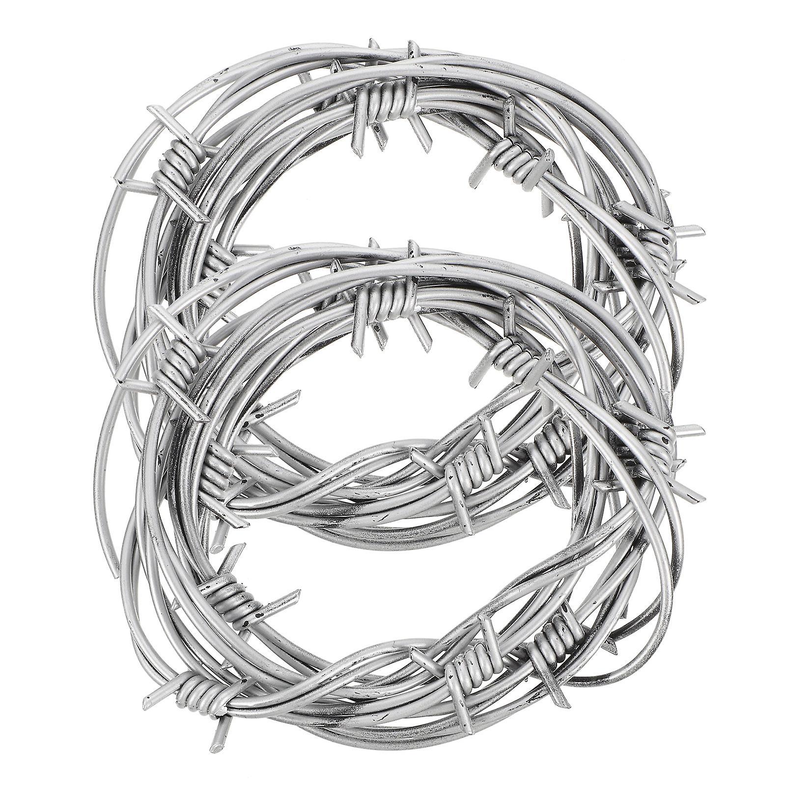 Tinksky 2pcs Simulation Barbed Wires Fake Barbed Wires Halloween Party Barbed Wires Prank Toys Silver 240X2X0.2CM